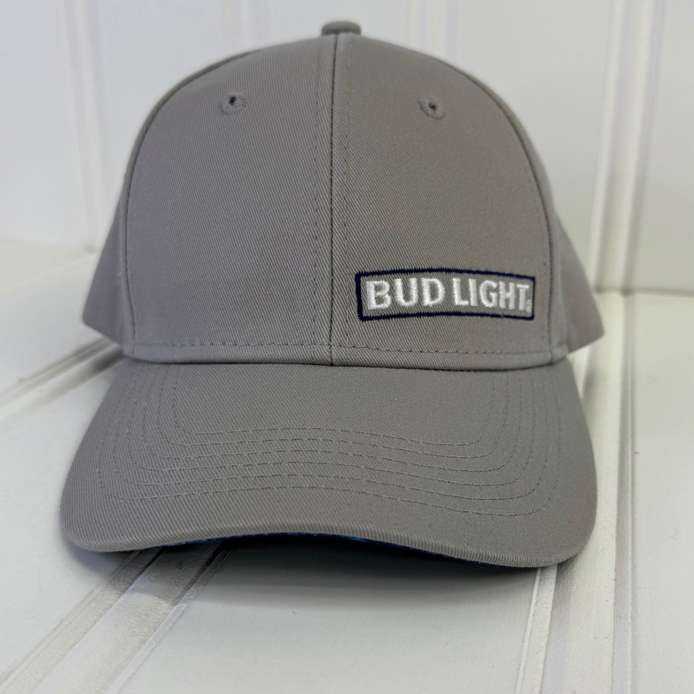 Bud Light‎ Ball Cap Embroidered  Gray One Size Fits Most Men's EUC